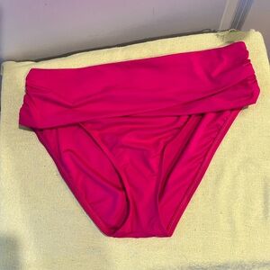 La Blanca ruched Bikini Bottom in Hot Pink. Size 12